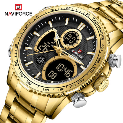 Orologio sportivo da uomo NAVIFORCE – Orologio da polso originale di lusso in acciaio inossidabile, modello militare impermeabile con doppio display