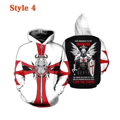 Knight Templar Men's Hoodie Sweatshirt 3D Printed Men Women Casual Hooded Sweatshirts Pullover Hip Hop Harajuku Streetwear Tops