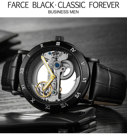 AKDPN Men's Watches Automatic Mechanical Stainless Steel Men's Wrist Watch Skeleton Automatic Watches for Man Watch Montre Homme