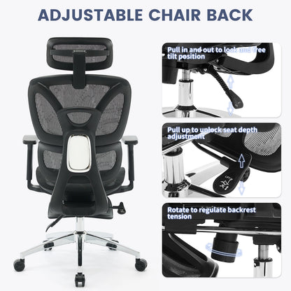 Ergonomic Office Chair High Back Mesh Desk Chair with Footrest, Dynamic Lumbar Support, Adjustable Headrest, Reclining Computer Chair