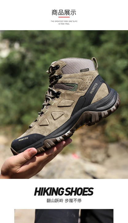 HUMTTO Hiking Shoes Men's Waterproof Hunting Boots Tactical Desert Combat Ankle Trekking Boots Male Women Warm Leather Sneakers