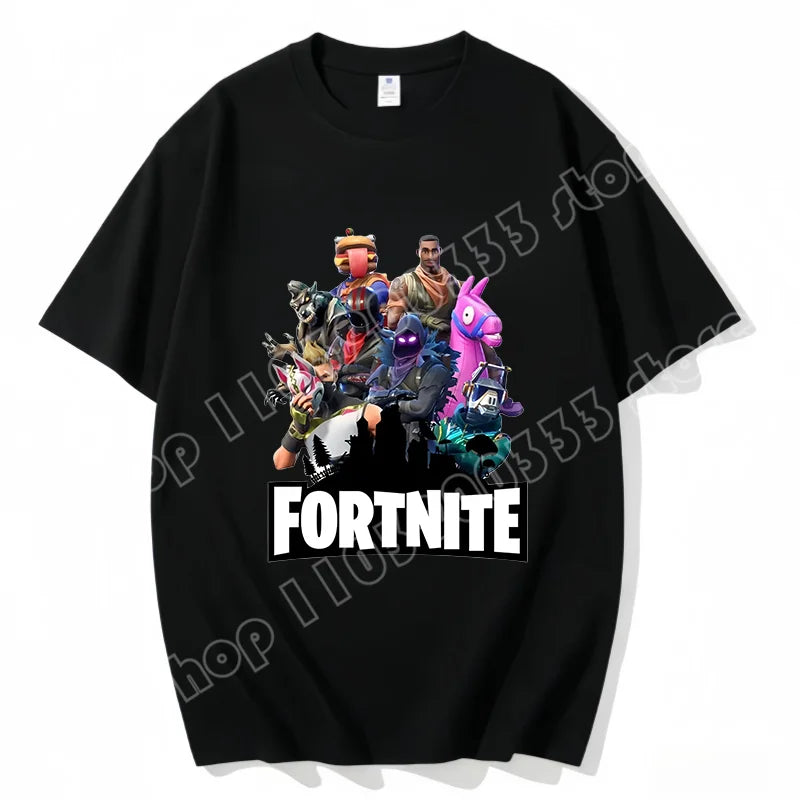 T-shirt Fortnite de gola redonda, unissexo para adulto, moda de dança do jogo, novo, em algodão puro, manga curta, perfeito para uso casual e férias