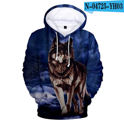 Sweatshirt com Capuz Cool Space Galaxy Wolf para Homem — Lobo Brilhante, Estilo Fashion, Pullover de Primavera e Outono