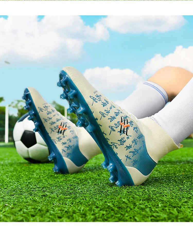 Nouvelles bottes de Football hommes chaussures de Football crampons chaussure de Football professionnelle hauts pointes antidérapantes pour grands garçons large baskets d'entraînement