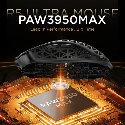 Rato Gaming Sem Fios ATTACK SHARK R5 Ultra Carbon Fiber, Sensor Gaming PixArt PAW3950MAX, 42000DPI, 8000Hz, MCU Nordic 52840