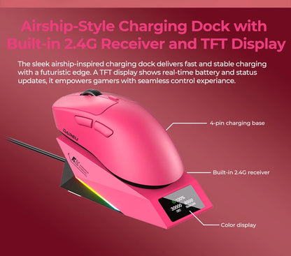 DAREU Wireless Gaming Mouse 8kHz Polling Rate AIM-750 (3950) 30000 DPI Tri-Mode Mouse Gamer 60g with Charging Base