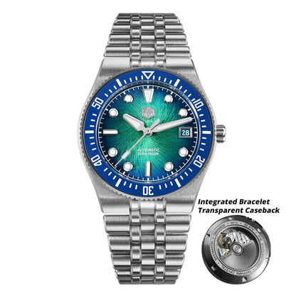 Orologio subacqueo di lusso da uomo San Martin 40mm, Miyota 9015, quadrante smaltato sunburst, automatico meccanico, impermeabile 200m, SN0148