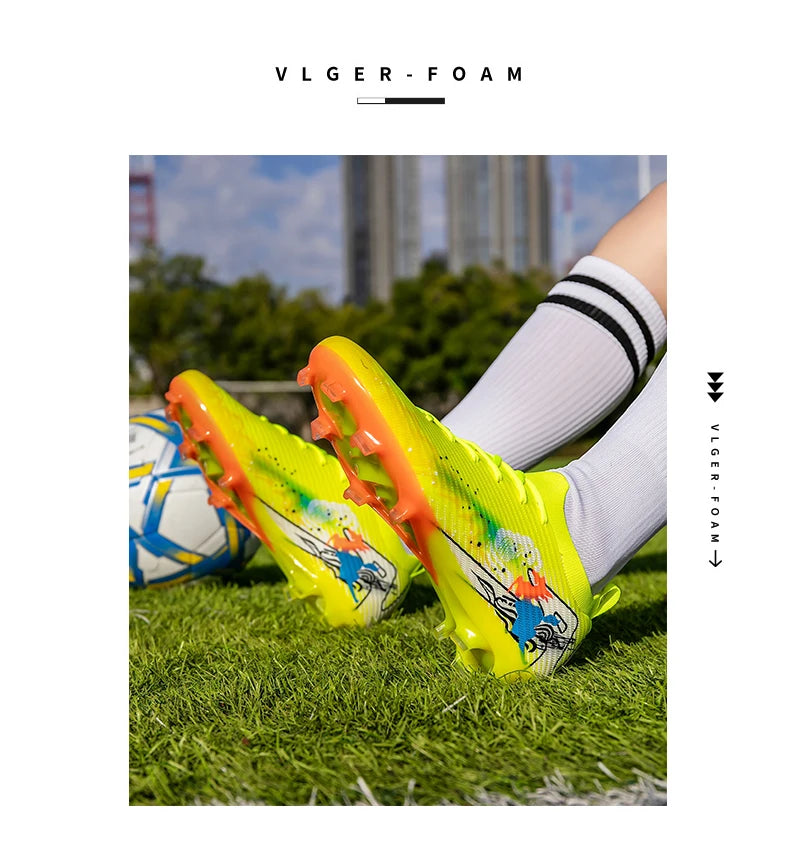 New Men Football Boots Cleats Non-Slip Match Ultralight Soccer FG Training Shoes Soccer Shoes Long Spikes Outdoor Drop Shipping.