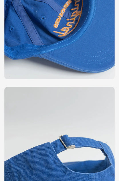 Casquette de baseball printemps-automne à visière souple, brodée, unisexe, style urbain « Street Tide », à visière large et pare-soleil