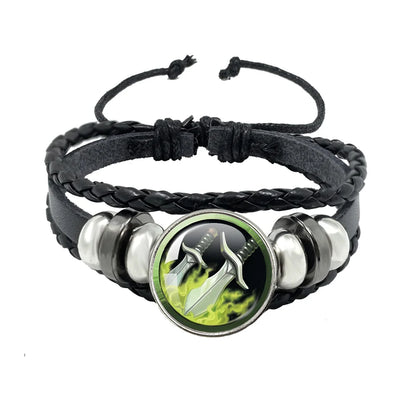 Classic Games World Of Warcraft Hearthstone Glass Leather Rope Bracelet For WOW Alliance and Horde Combatant Gift