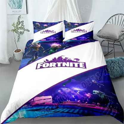 Fortnite Bedding Set 3pcs 3D Printed Bedroom Bed Linens Game Cartoon Decorative Bedding Duvet Cover Pillowcase Birthday Gift