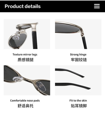 Retro Oval Design Sunglasses Women 2026 New Y2K Small Metal Frame UV400 Protection Vintage Punk Sun Glasses Fashion Eyewear