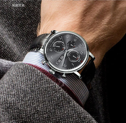 Reloj de lujo suizo LOBINNI para hombre, mecánico automático con calendario perpetuo, cristal de zafiro y multifunción L13019-8