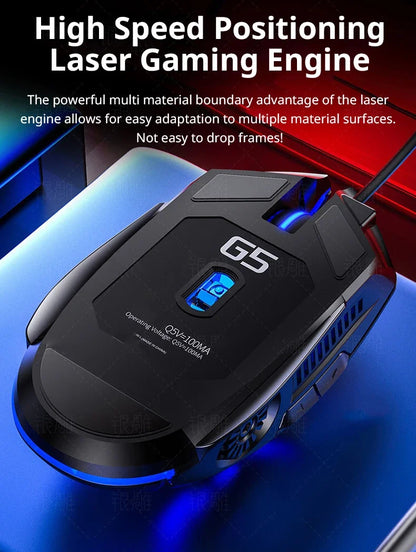 Ratón gaming con cable G5 Mute, seis teclas, iluminación luminosa, para e-sports, accesorio informático, ratón gaming para portátil y ordenador de sobremesa