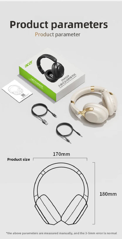 Acer ANC Wireless Bluetooth Headphones 360° Surround Sound Headsets Gamer Sports Earphones Noise Reduction with HD Mic OHR524