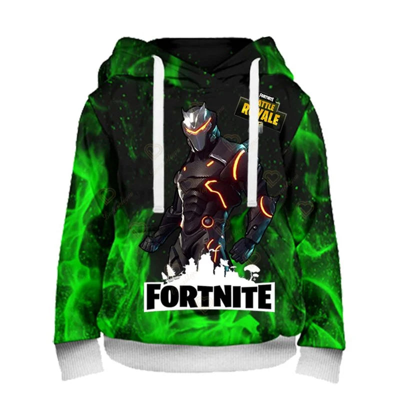Sweatshirt Fortnite para Crianças Victory Royale 3D com Capuz Estampado para Homem, Mulher e Criança, Pullover Streetwear Gaming para Presentes de Aniversário