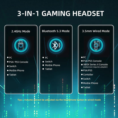 ATTACK SHARK L80PRO 3-in-1 Gaming Headset – Low Latency Wireless Bluetooth Headphones with Dual Microphone, 40mm Hi-Fi Sound & Stable Connection Gaming Headset