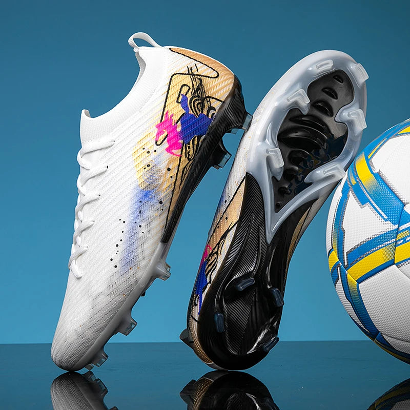 New Men Football Boots Cleats Non-Slip Match Ultralight Soccer FG Training Shoes Soccer Shoes Long Spikes Outdoor Drop Shipping.