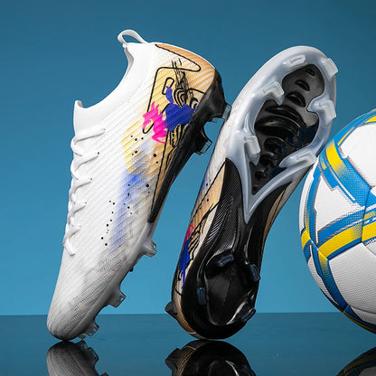 New Men Football Boots Cleats Non-Slip Match Ultralight Soccer FG Training Shoes Soccer Shoes Long Spikes Outdoor Drop Shipping.