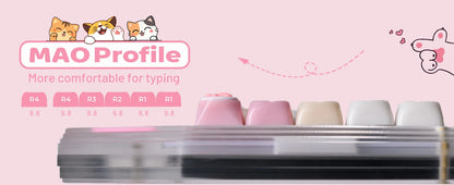 XVX 148 teclas teclas con temática de gatos perfil MAO, teclas coreanas brillantes y adorables para teclado 61 64 68 78 87 96 98 104 108