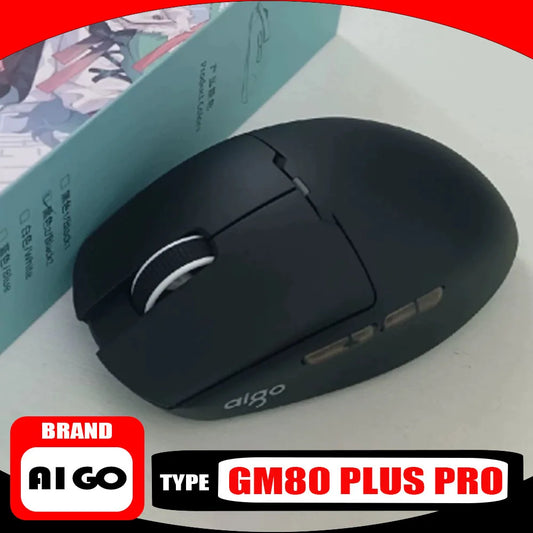 Rato Sem Fios Aigo GM80 PLUS PRO Bluetooth PAW3311/PAW3395 Leve 1000HZ com Fio, Três Modos, Gaming E-sports, Presente