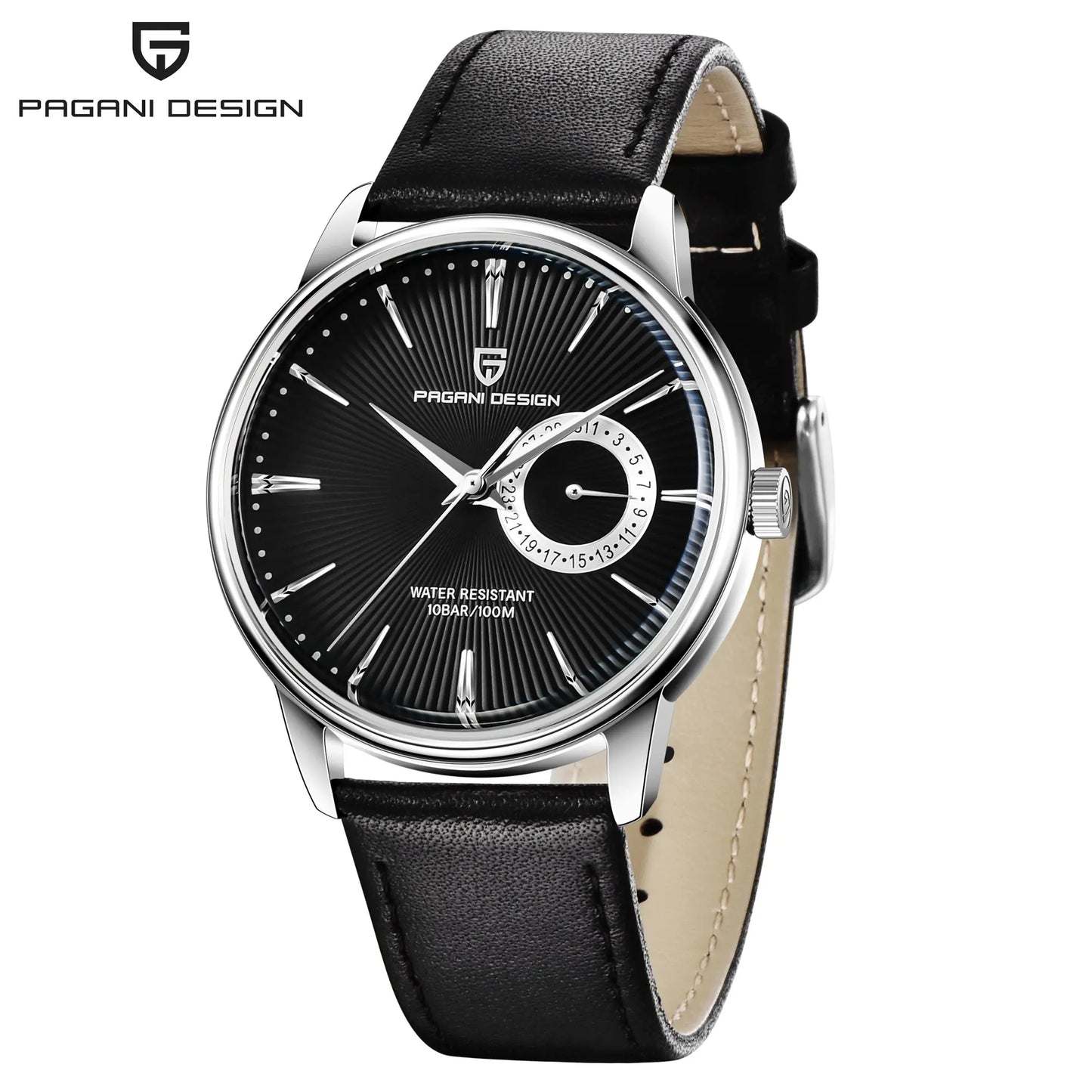 PAGANI DESIGN Men's Casual Quartz Watch Light Luxury All-Match Coated Glass Waterproof Stainless Steel Dial Date Display Watch