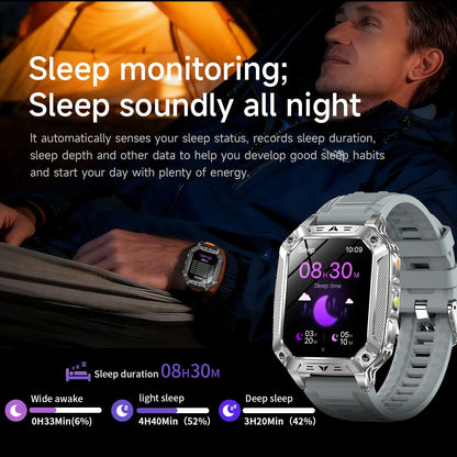 2026 TANK New 1400mAh Military GPS Smart Watch Men 2.01" AMOLED Screen 10ATM Waterproof Clock SOS Call Flashlight Smartwatch iOS