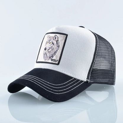 Modebaseballkasket med broderet ulve-patch, snapback, hiphop-trucker-kasket, til mænd og kvinder, udendørs, åndbar kasket med skygge