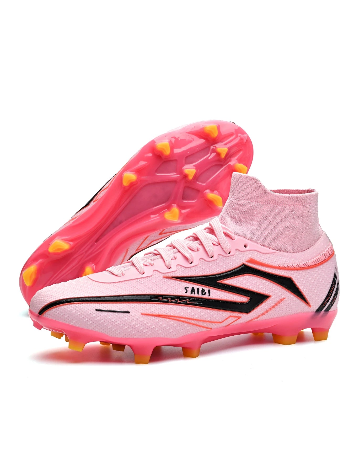 AG/FG Long Studs Soccer Shoes, PU Fabric Mixed Upper, TPU Sole Wear-Resistant Anti-Slip, Men Women Kids Youth Outdoor Sports