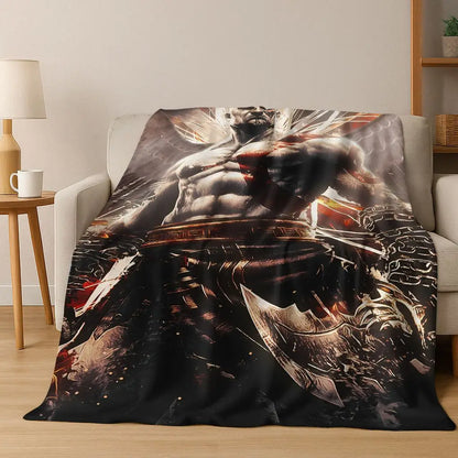 Classics God of War Kratos 3A Game Gamer Flannel Blanket,Warm and Cozy Soft Throw Blanket for Home Bedroom Bed Sofa Kid Gift