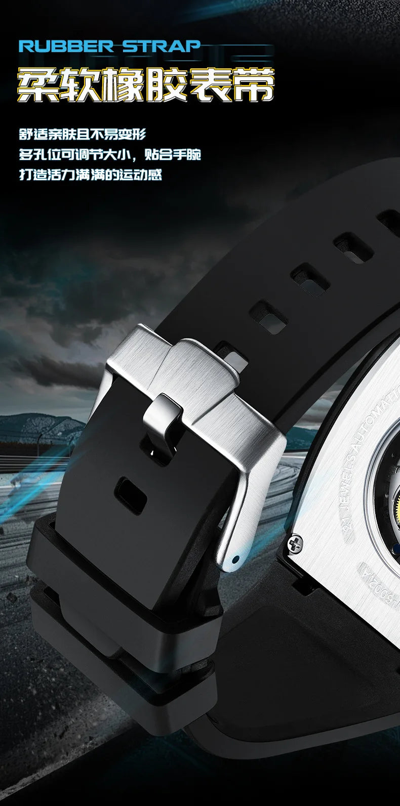 Mark Fairwhale 6002 Automatic Movement Tonneau Dial Luminous Waterproof Fashion Mechanical Watches for Men Relogios Masculino