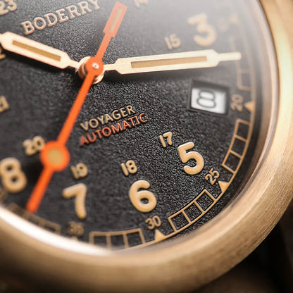 Relógio masculino Boderry Field Watches VOYAGER, caixa em bronze, mecânico automático, 100M impermeável, estilo militar, marca de topo