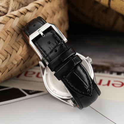 Watchdives Chameri GS04 Quartz Watches VH31 Movement Sapphire Crystal Ar 100M Waterproof Black Leather 37mm Vintage Wristwatches