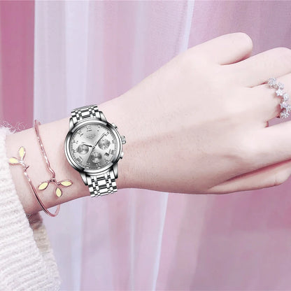 LIGE New Fashion Luxury Women Watch Waterproof Quartz Ladies Watches Business Steel Band Casual Bracelet Date Clock Wristwatches