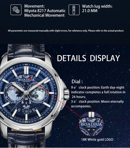 BORIAGE(BOAIJIUA) Fully Automatic Mechanical Men's Watch Original Design Mechanical Watches Waterproof Luminous Wristwatch