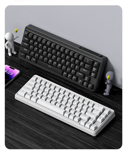 FREEWOLF M68SE 68% Mini Wired Keyboard RGB Backlit Silent Mechanical Feel Type-C Detachable Cable for PC Mac