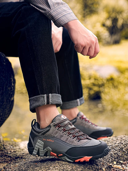 Sapatos de Trekking para Homem Outdoor Lover, Impermeáveis, Botas de Caminhada de Montanha em Couro Genuíno, Sapatos Táticos de Caça Woodland