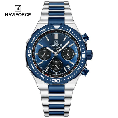 NAVIFORCE Men's Watches Quartz Fashion Business Classic Water Resistant Stainless Steel Strap WristWatch New Male Clock in 2024