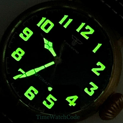Tandorio 47mm NH35 Diver Men's Automatic Watch CUSN8 Solid Bronze or 316L Steel Case 10ATM Sapphire Crystal Black Dial