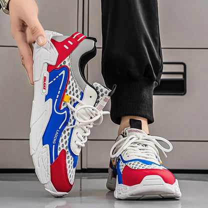 Men's Sports Shoes Summer Mesh Casual Fashion Lace-Up Walking Shoes 2026 New Youth Daily Commuting Comfortable Versatile Sneakers