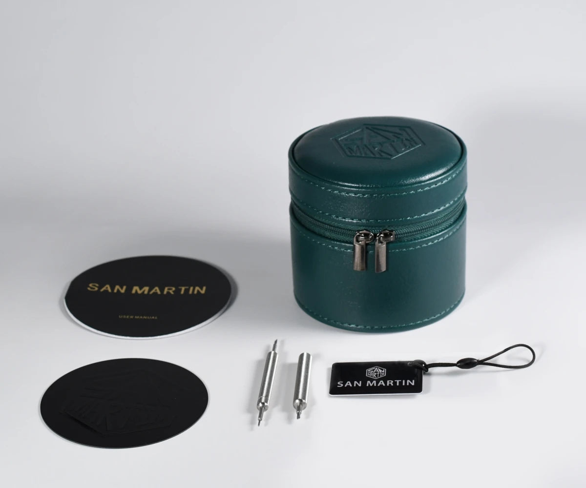 San Martin 39mm Miyota 90S5 Enamel Dial GADA Wristwatch Automatic Mechanical Sapphire BGW-X1 10Bar 5-Link Bracelet  SN0144CG-7