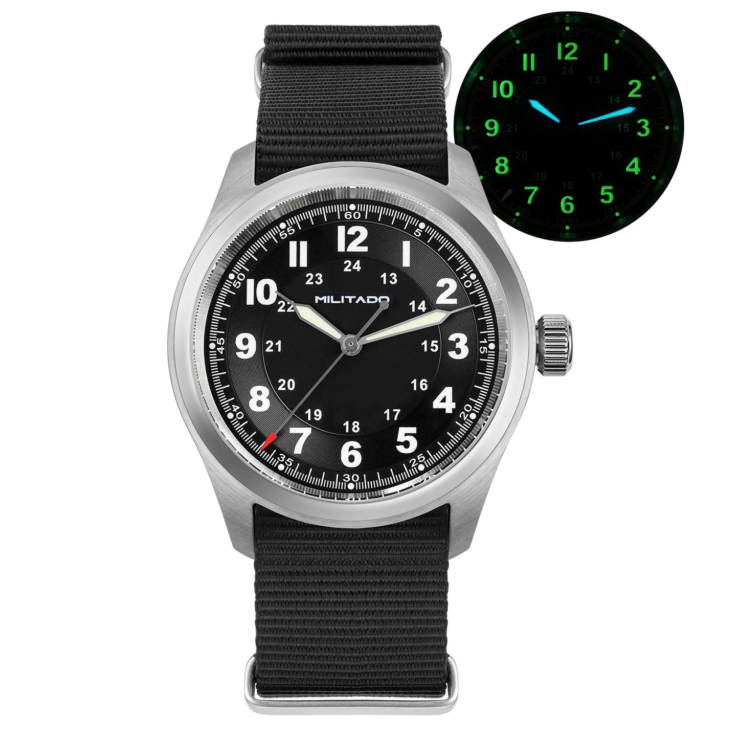 Militado ML08 Quartz Watch  VH31 Movement Steel Strip Sapphire Crystal Vintage Watch 10Bar Waterproof BGW9 Luminous Mens Watch
