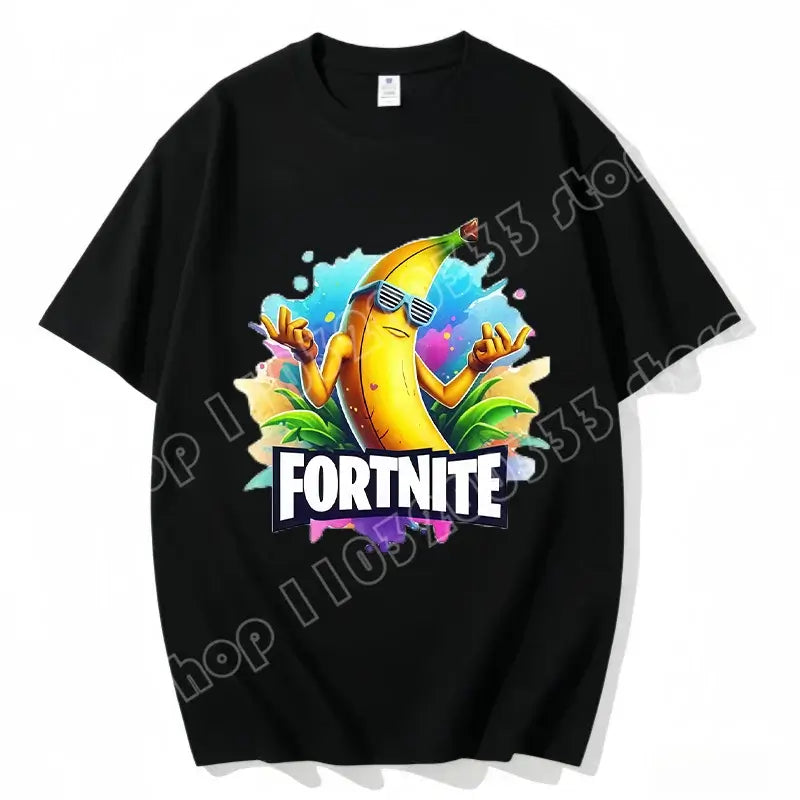 T-shirt Fortnite de gola redonda, unissexo para adulto, moda de dança do jogo, novo, em algodão puro, manga curta, perfeito para uso casual e férias