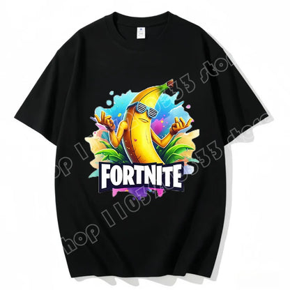 T-shirt Fortnite de gola redonda, unissexo para adulto, moda de dança do jogo, novo, em algodão puro, manga curta, perfeito para uso casual e férias