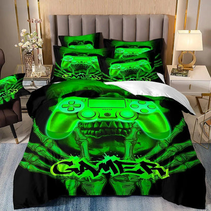 Set biancheria da letto gaming per bambino, copripiumino Queen ispirato ai videogiochi, copripiumino con design PlayStation per ragazzi e uomini giovani