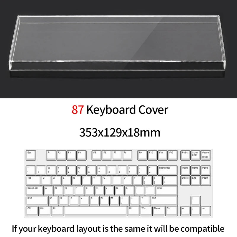 Funda protectora transparente de acrílico para teclado mecánico, cubierta antipolvo para teclado de 60/61/64 96 98104/108 teclas y cubierta para ratón