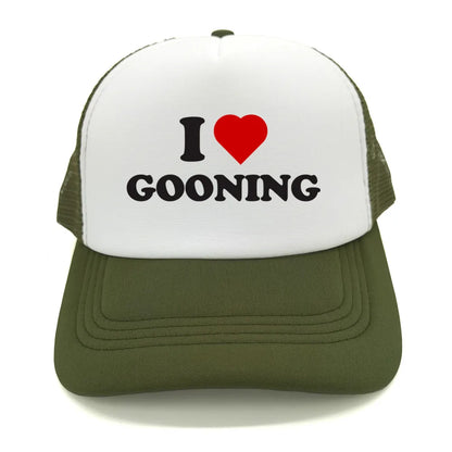 Casquettes de baseball humoristiques « I Love Gooning » – Casquette d'été tendance pour homme en maille, casquette de camionneur humoristique, casquettes unisexes d'extérieur en maille MZ-080