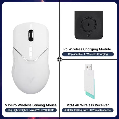 Mouse da gaming wireless Rapoo VT9PRO PAW3398 68g cablato programmabile ergonomico 26000DPI Type C ricaricabile accessorio per PC gamer