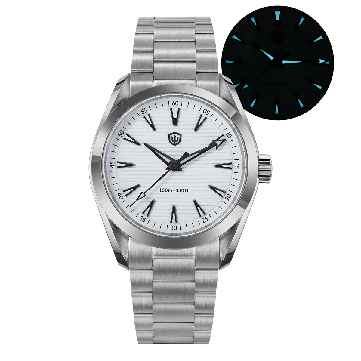 Ρολόι Watchdives WD0006, μηχανισμός VH31 με ομαλή κίνηση του δευτερολέπτου, κυρτό ζαφειρένιο κρύσταλλο, φωταυγές επίστρωμα BGW9, αδιάβροχο έως 10 bar, 38 mm, vintage στυλ