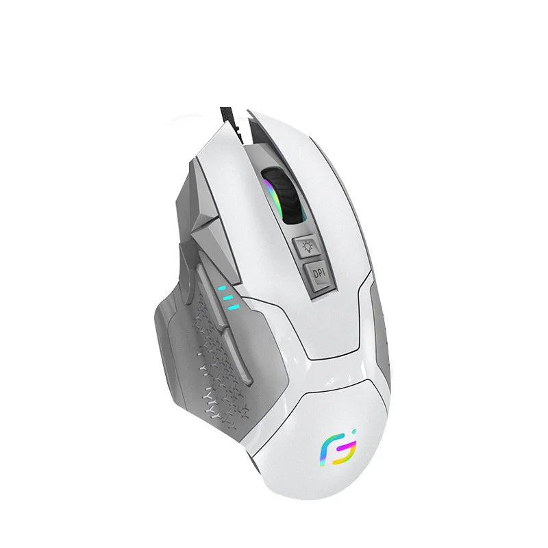 Rato Gaming com Fio 12000 DPI Ajustável, Programação de Macros, Retroiluminação RGB, Design Ergonómico, Tecla Fire, E-sport, Rato para PC